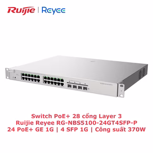 Switch Ruijie Reyee RG-NBS5100-24GT4SFP-P | 28 Cổng Layer 3 | PoE+ 370W