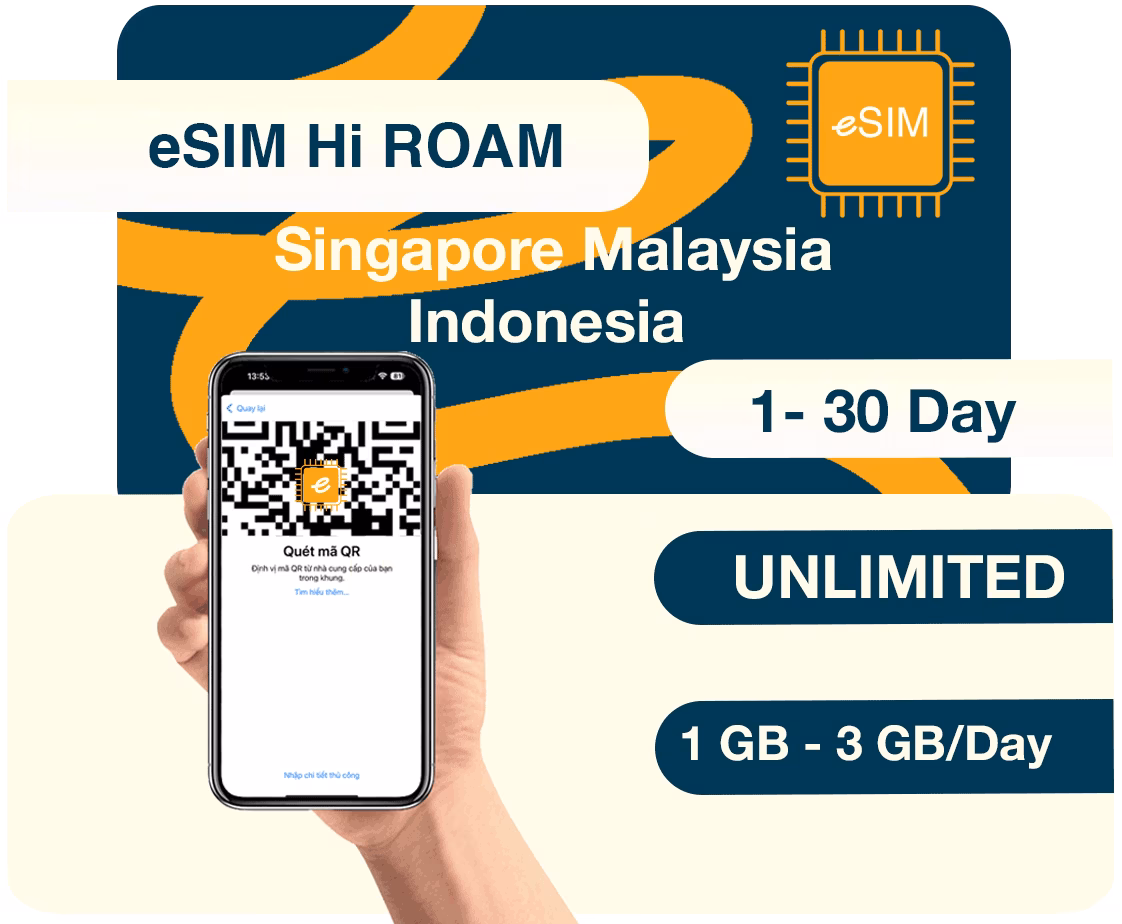 eSIM du lịch Singapore, Malaysia, Indonesia - Theo Ngày