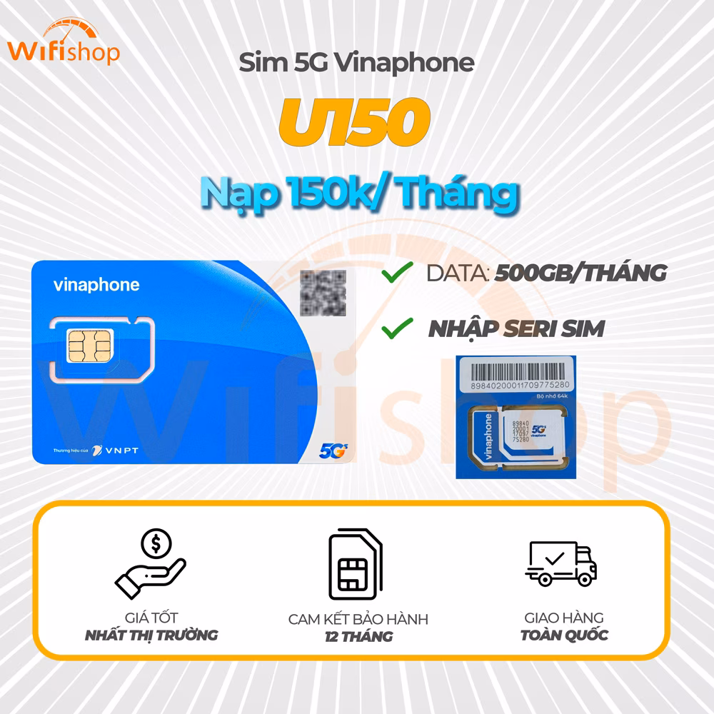 Link Nạp tiền Vinaphone U150 500GB/tháng mỗi tháng 150K)