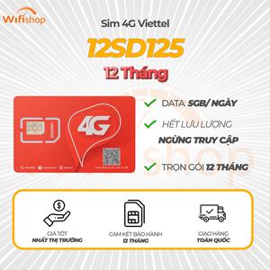 Sim Viettel SD125 5GB/Ngày (150GB/Tháng), Trọn gói 12 tháng