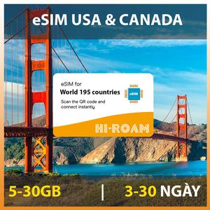 eSIM du lịch Canada & Mỹ - Gói Theo Ngày