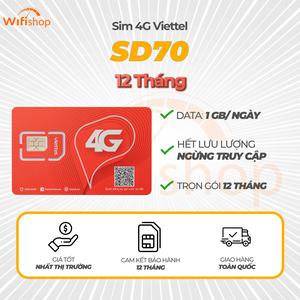 Sim Viettel SD70 1GB/Ngày (30GB/Tháng), Trọn gói 12 tháng