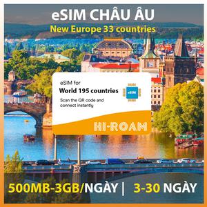 eSIM du lịch Châu Âu 33 Nước - Gói theo ngày