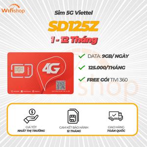 Sim Viettel SD125Z 9GB/Ngày (270GB/Tháng) - Đăng ký 12 tháng