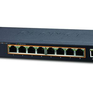 Switch Chia Mạng Planet GSD-908HP, Gigabit Ethernet Switch 8-Port POE 802.3at + 1-Port Gigabit (100W POE, VLAN mode support)