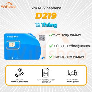 Sim Vinaphone 5G D219 5Gb/Tháng - Trọn gói 12 Tháng