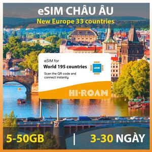 eSIM du lịch Châu Âu 33 Nước - Gói Cố Định