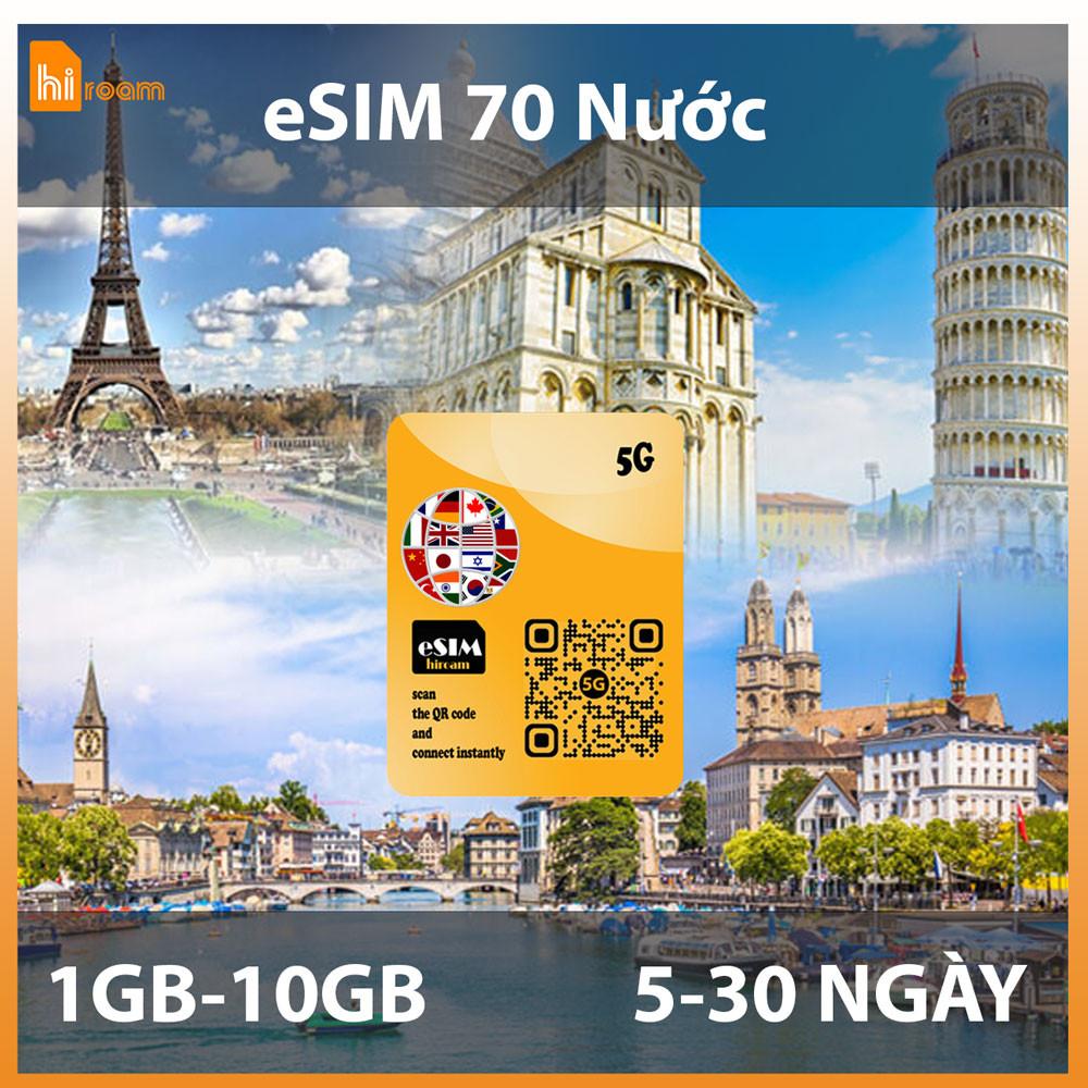 eSIM du lịch 70 Nước