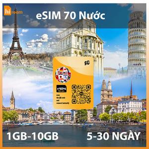 eSIM du lịch 70 Nước