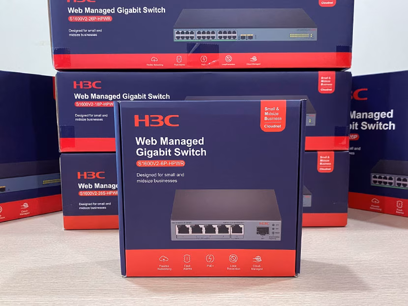 Switch PoE H3C Layer 2 10 Port Gigabit LS-1600V2-10P-HPWR-GL - Công Suất PoE 125W, Hiệu Năng Vượt Trội