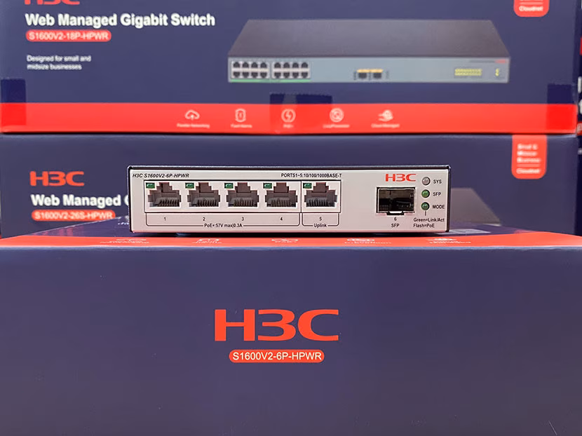 Switch PoE H3C Layer 2 10 Port Gigabit LS-1600V2-10P-HPWR-GL - Công Suất PoE 125W, Hiệu Năng Vượt Trội
