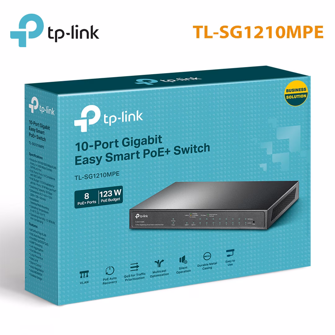 Switch PoE Unmanaged TP-Link TL-SG1210MPE | 8 Port PoE+ | 1G | 1 Combo Port | 250W