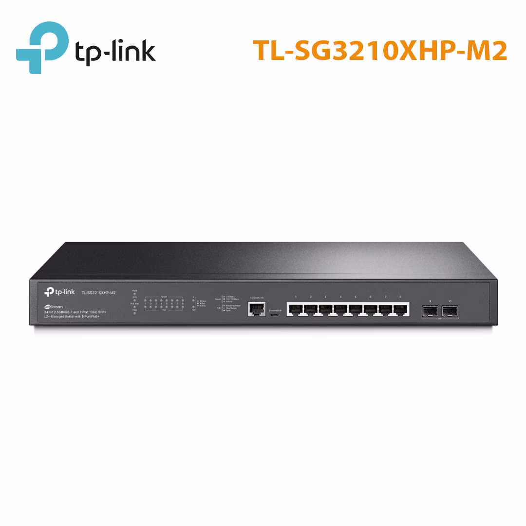 Switch Managed L2+ JetStream TP-Link TL-SG3210XHP-M2 | 8 Cổng PoE+ RJ45 2.5G, 2 Cổng SFP+, 240W