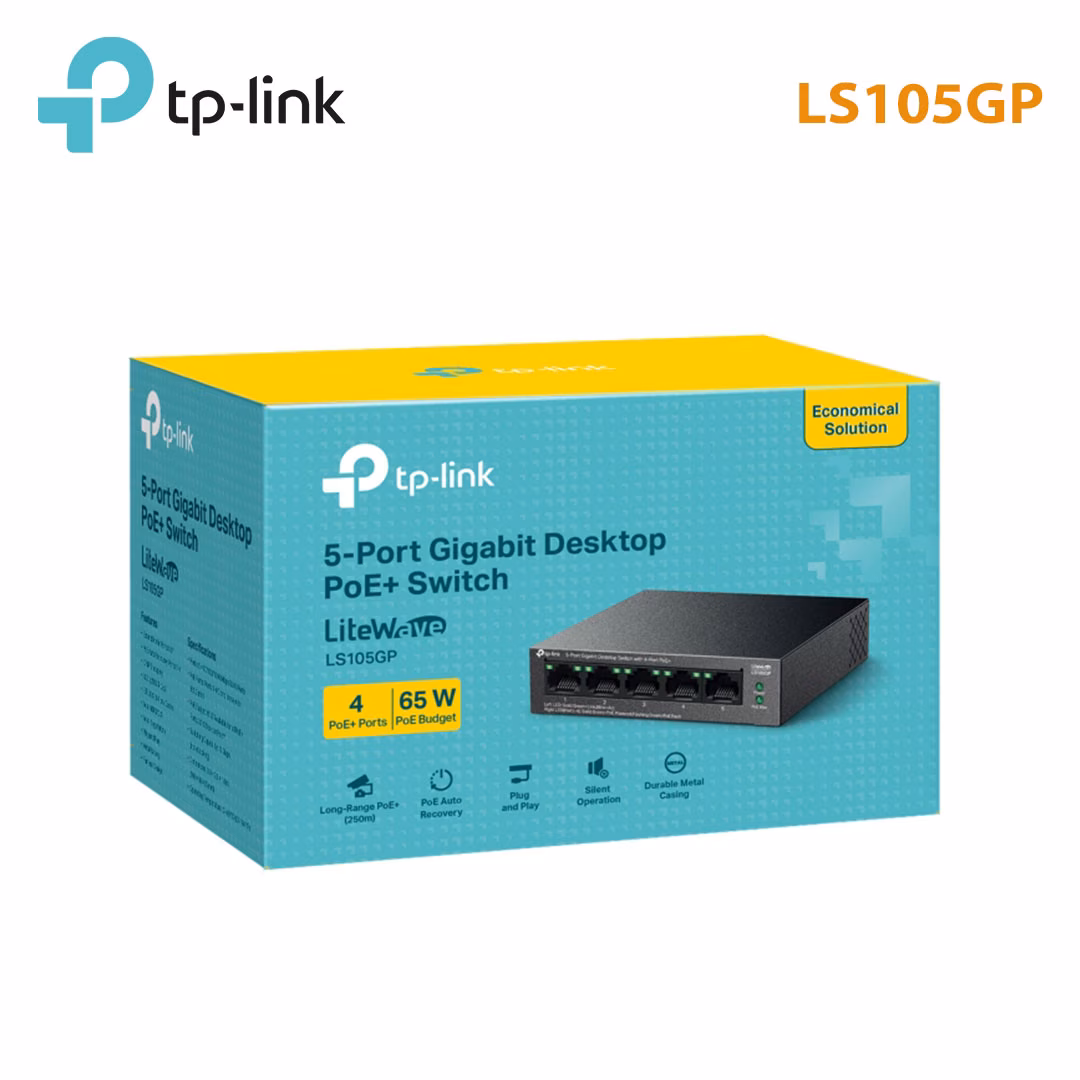 Switch 5 Cổng TP-Link Litewave LS105GP | 4 Cổng PoE+, Công Suất 65W