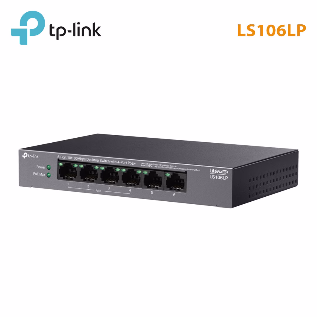 Switch 6 Cổng TP-Link Litewave LS106LP | 4 Cổng PoE+ | Công Suất 41W
