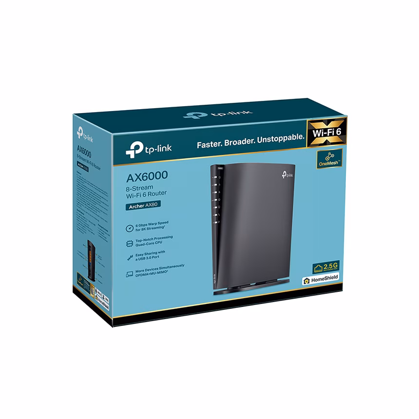 Archer AX80 - Router Wi-Fi 6 Băng Tần Kép AX6000 Hiệu Suất Tối Ưu