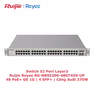Switch PoE+ 52 Port Layer 3 Ruijie RG-NBS5200-48GT4XS-UP, Công Suất 740W, Kết Nối Mạnh Mẽ