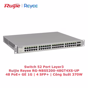 Switch PoE+ 52 Port Layer 3 Ruijie RG-NBS5200-48GT4XS-UP, Công Suất 740W, Kết Nối Mạnh Mẽ
