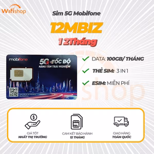 SIM 12Mbiz 5G Mobifone dung lượng 100GB/Tháng trọn gói 12 tháng