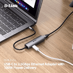 Bộ chuyển đổi USB-C sang Ethernet 2.5Gbps DLINK DUB-E255 với công suất cung cấp 100W