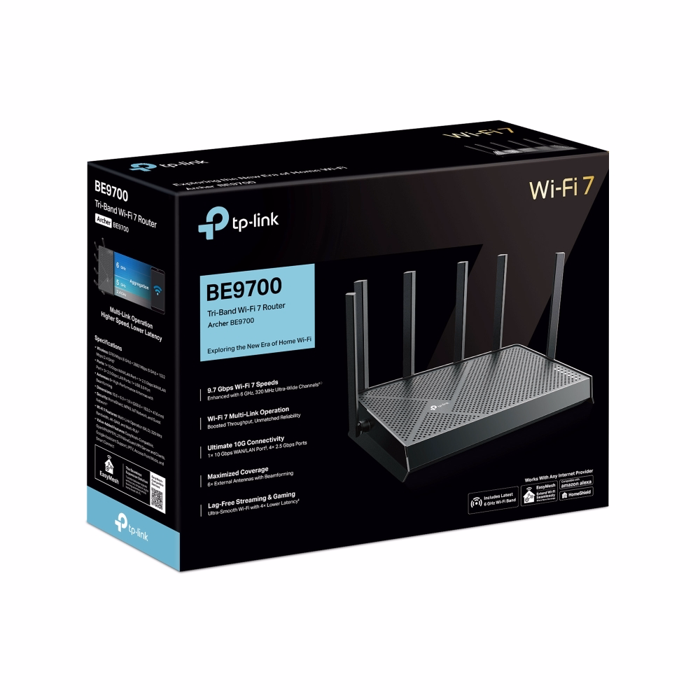 Bộ Phát WiFi 7 3 Băng Tần BE9700 Tốc Độ Cao TPLink Archer BE600