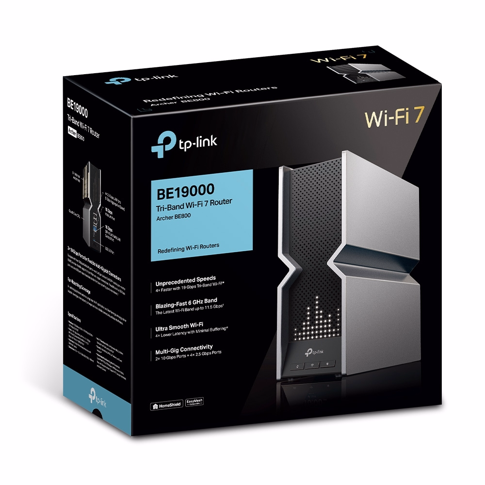 Bộ Phát WiFi 7 3 Băng Tần BE1900 Tốc Độ Cao TPLink Archer BE800