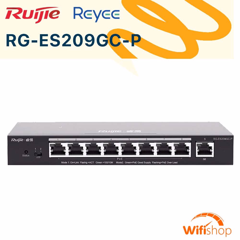 Switch Ruijie Reyee RG-ES209GC-P 9 Cổng POE Gigabit Smart Cloud Managed