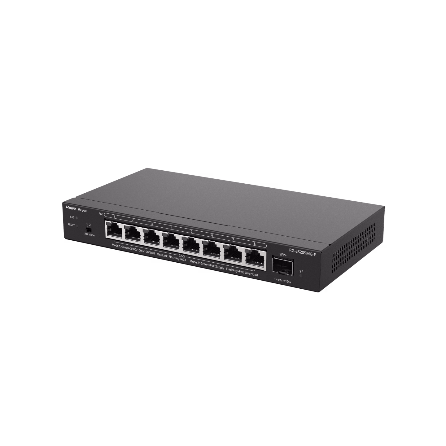 Switch Ruijie Reyee RG-ES209MG-P, 8 Cổng 2.5G PoE+ Smart Cloud Managed