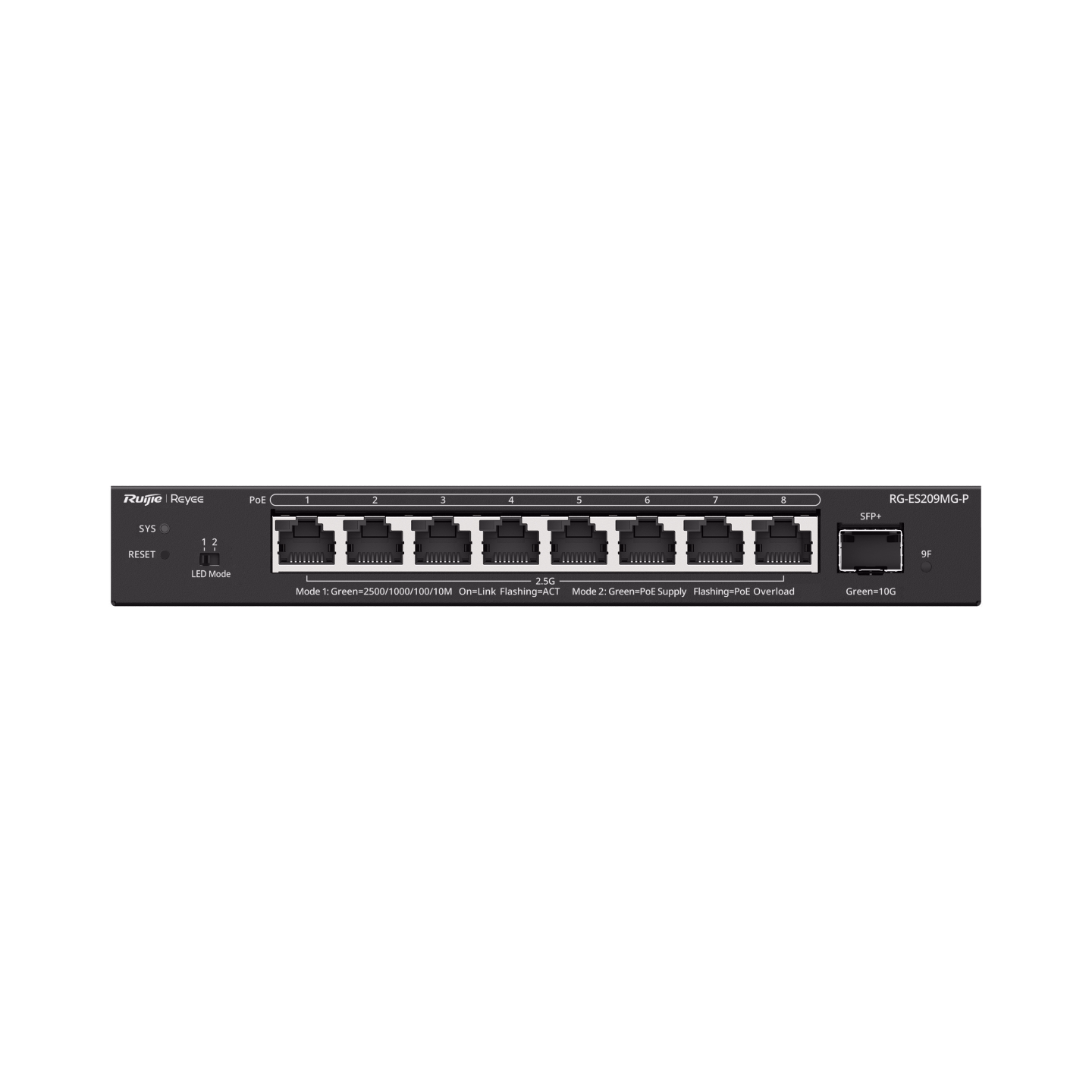 Switch Ruijie Reyee RG-ES209MG-P, 8 Cổng 2.5G PoE+ Smart Cloud Managed