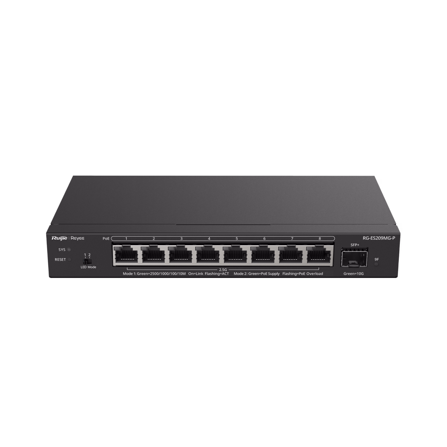 Switch Ruijie Reyee RG-ES209MG-P, 8 Cổng 2.5G PoE+ Smart Cloud Managed