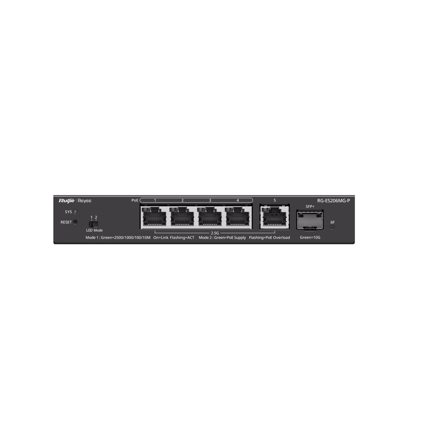 Switch Ruijie Reyee RG-ES206MG-P, 5 Cổng 2.5G PoE+ Smart Cloud Managed