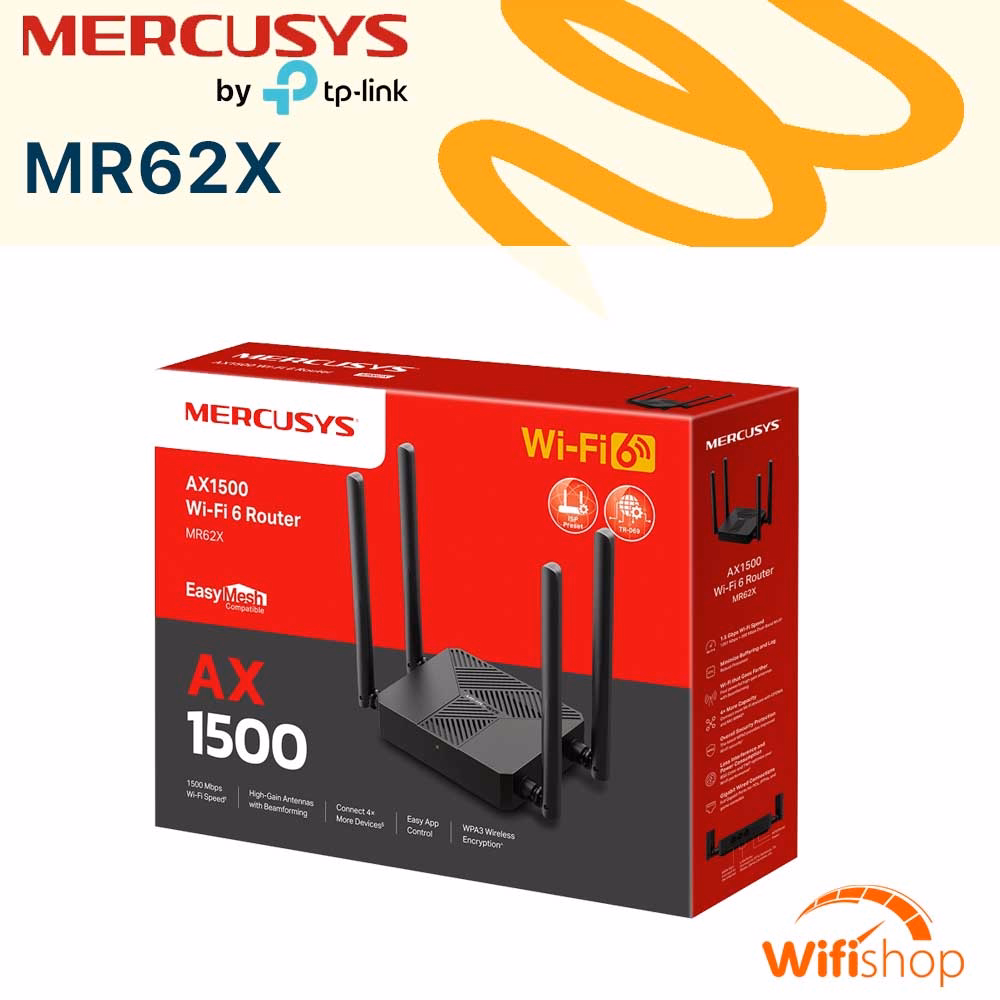 Router Wifi Mercusys MR62X Wifi 6 chuẩn AX1500