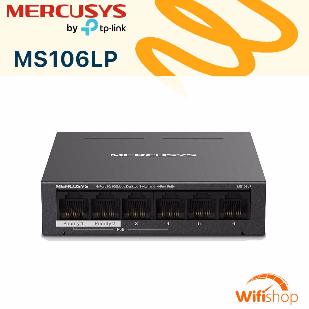 Switch Mercusys MS106LP 6 Cổng + 4 Cổng POE