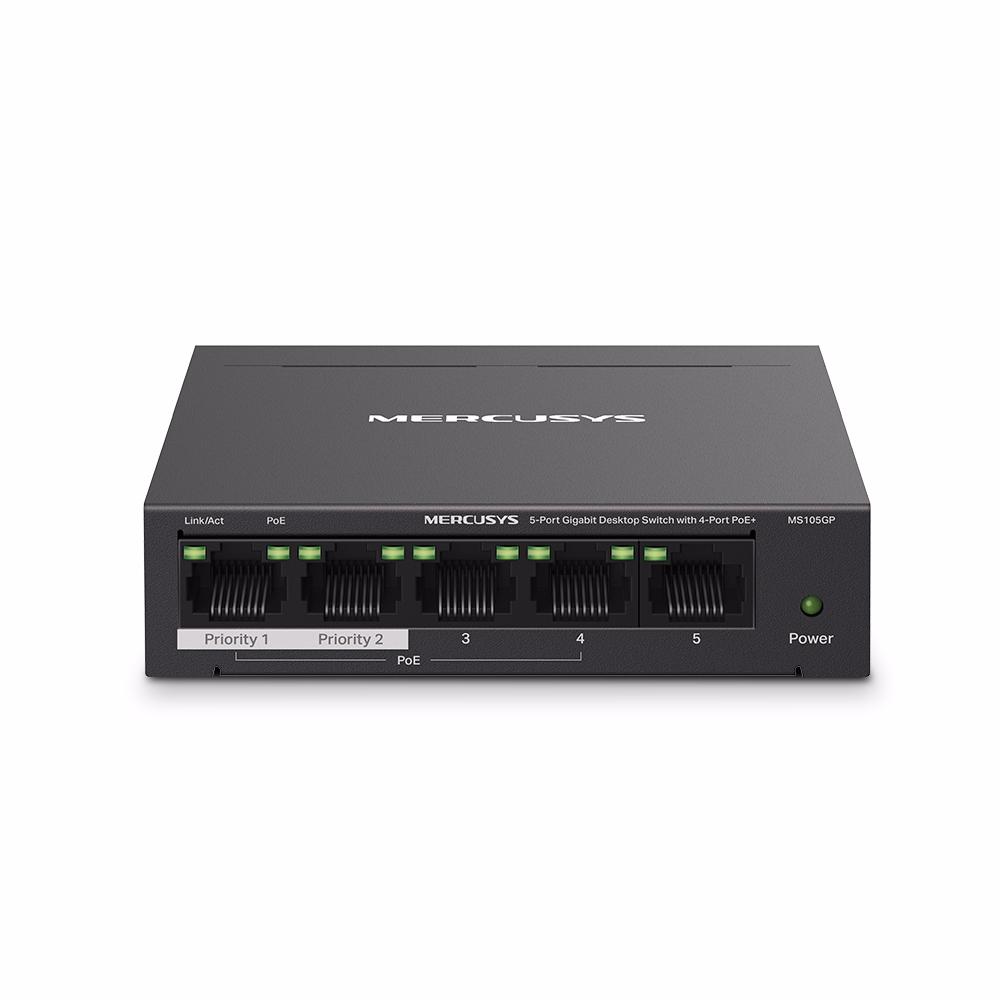 Switch Mercusys MS105GP 5 Cổng 1Gbps + 4 Cổng POE