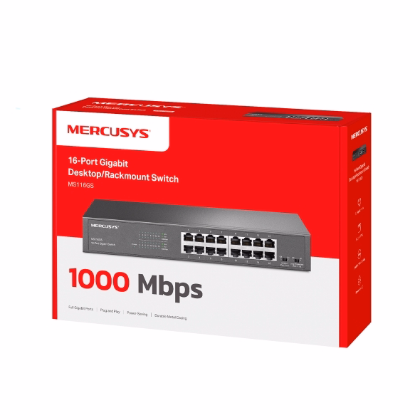 Mercusys MS116GS Switch 16 Cổng Gigabit 1000Mbps Rackmount