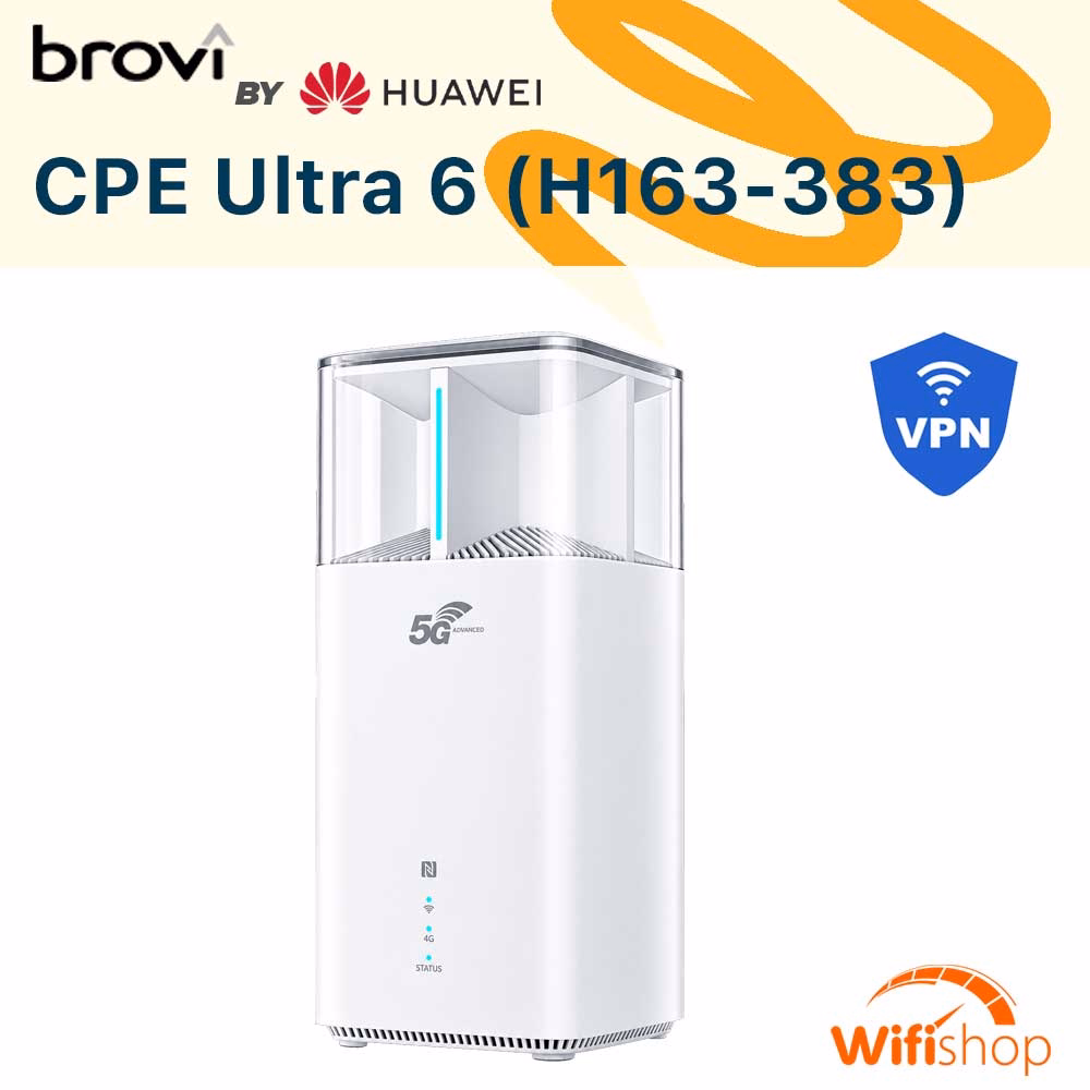 Bộ Phát WiFi Huawei H168-383 - 5G CPE Ultra 6 Brovi Wifi 7 BE9400 tốc độ dowload 11.7Gbps
